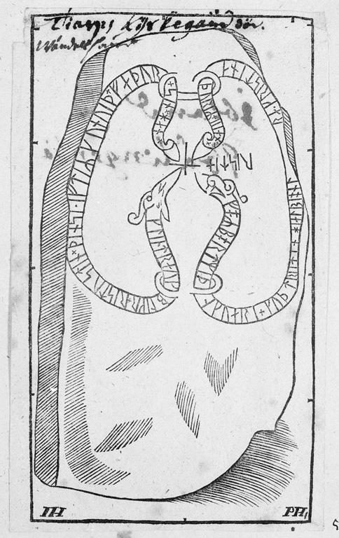 Runes written on runsten, mörkblå granit. Date: V